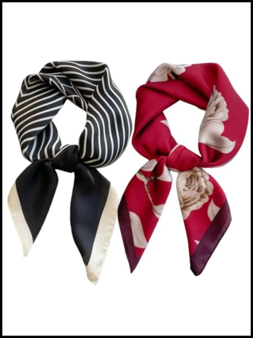 Satin Bandana Scarf for Women - Versatile Silk Feeling Hair Neck Scarf, Floral,